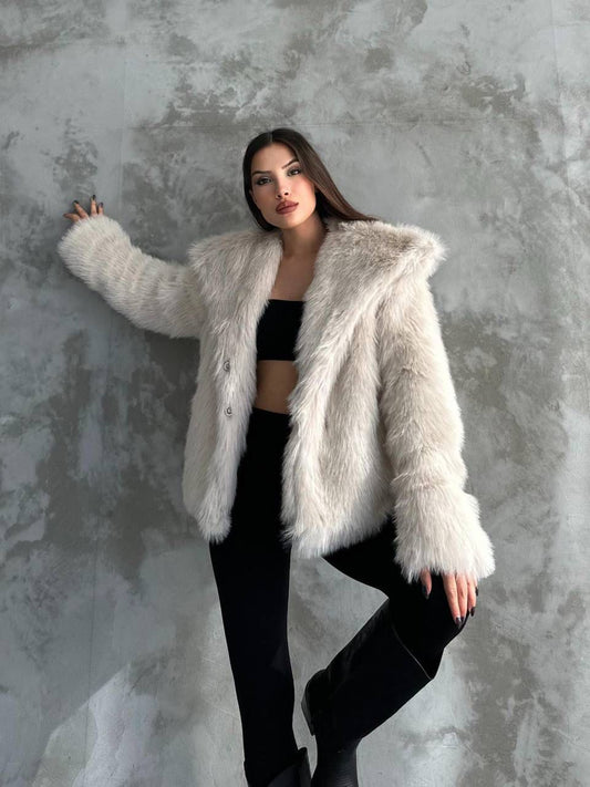Fur coat cape
